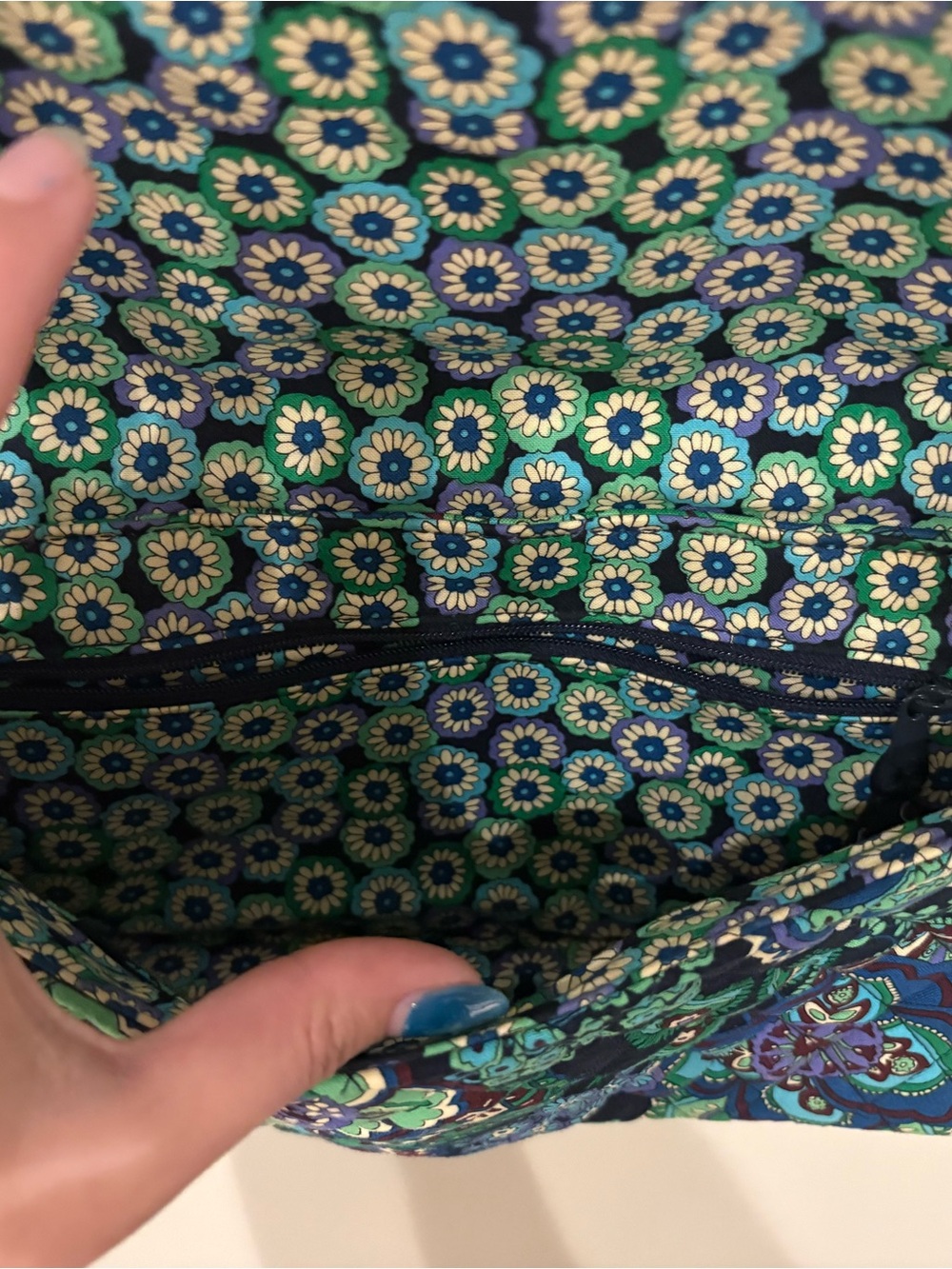 Vera Bradley Quilted Paisley Shoulder Bag in Teal, Navy & Green - Picture 5 of 10